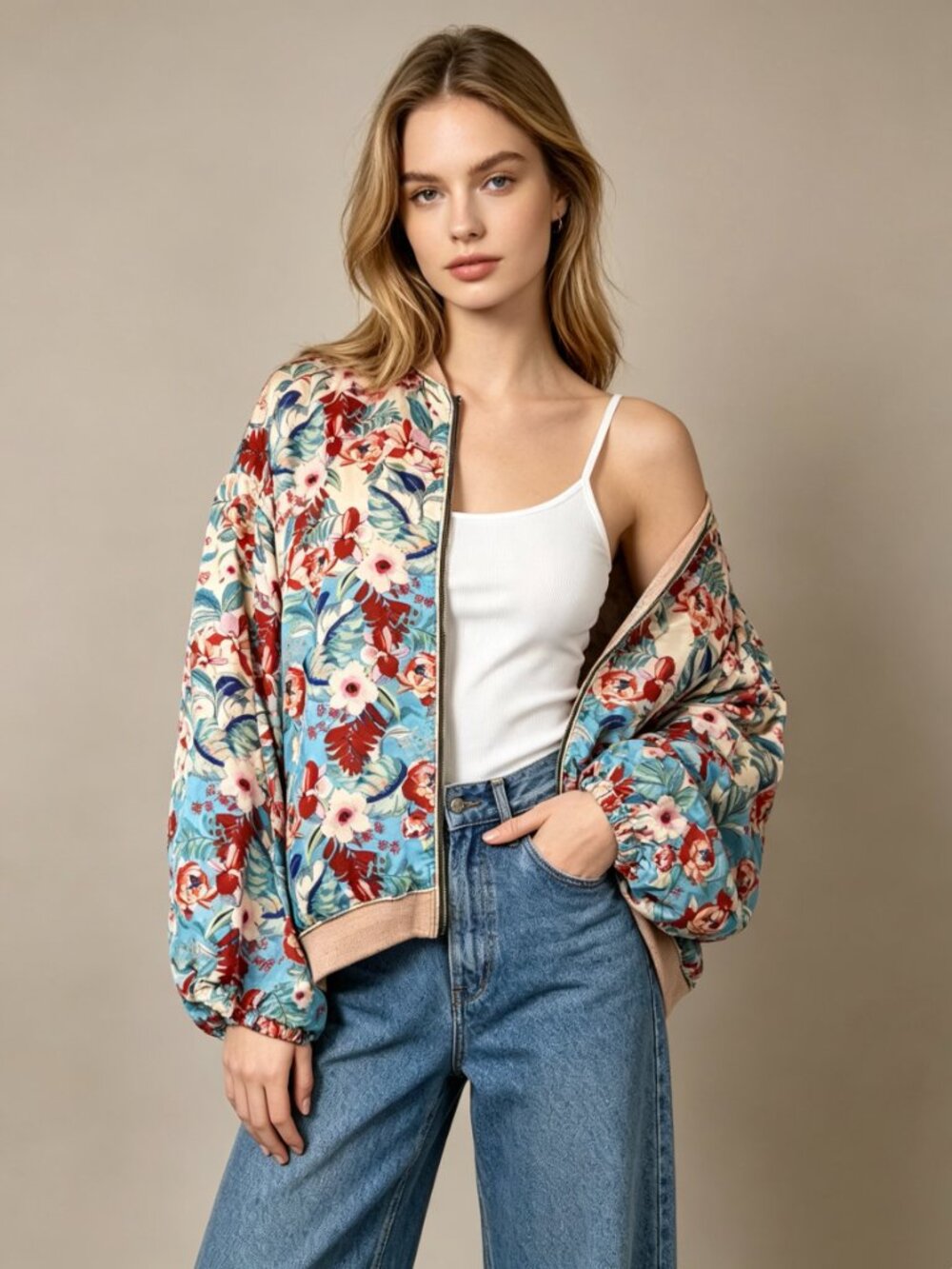 $630 NWOT Johnny Was Reversible Silk Floral Multicolor Boho Zipper Jacket Size S